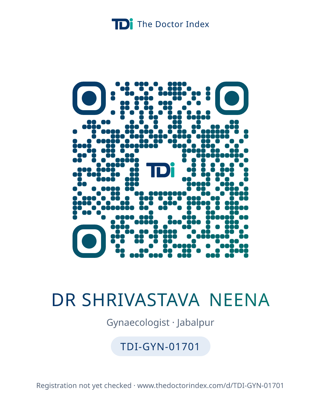 QR card for Dr Shrivastava Neena, TDI-GYN-01701