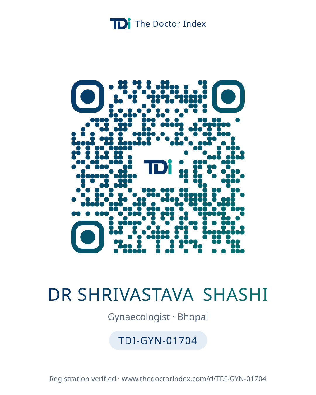 QR card for Dr Shrivastava Shashi, TDI-GYN-01704