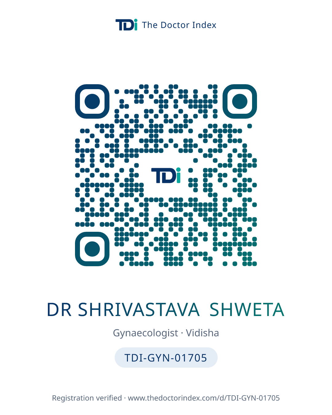 QR card for Dr Shrivastava Shweta, TDI-GYN-01705