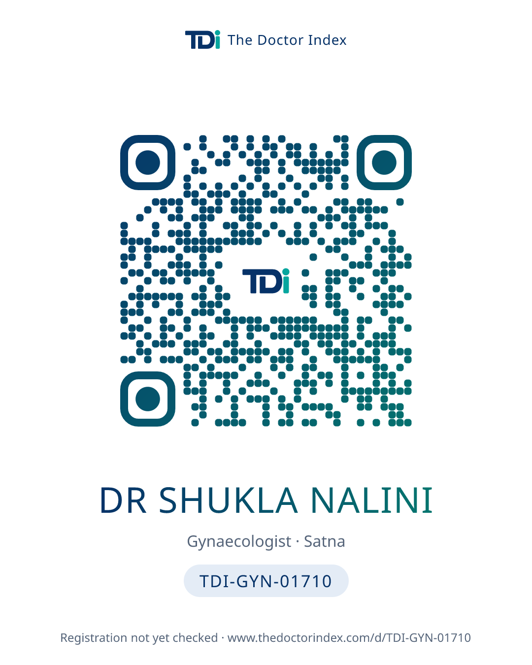 QR card for Dr Shukla Nalini, TDI-GYN-01710
