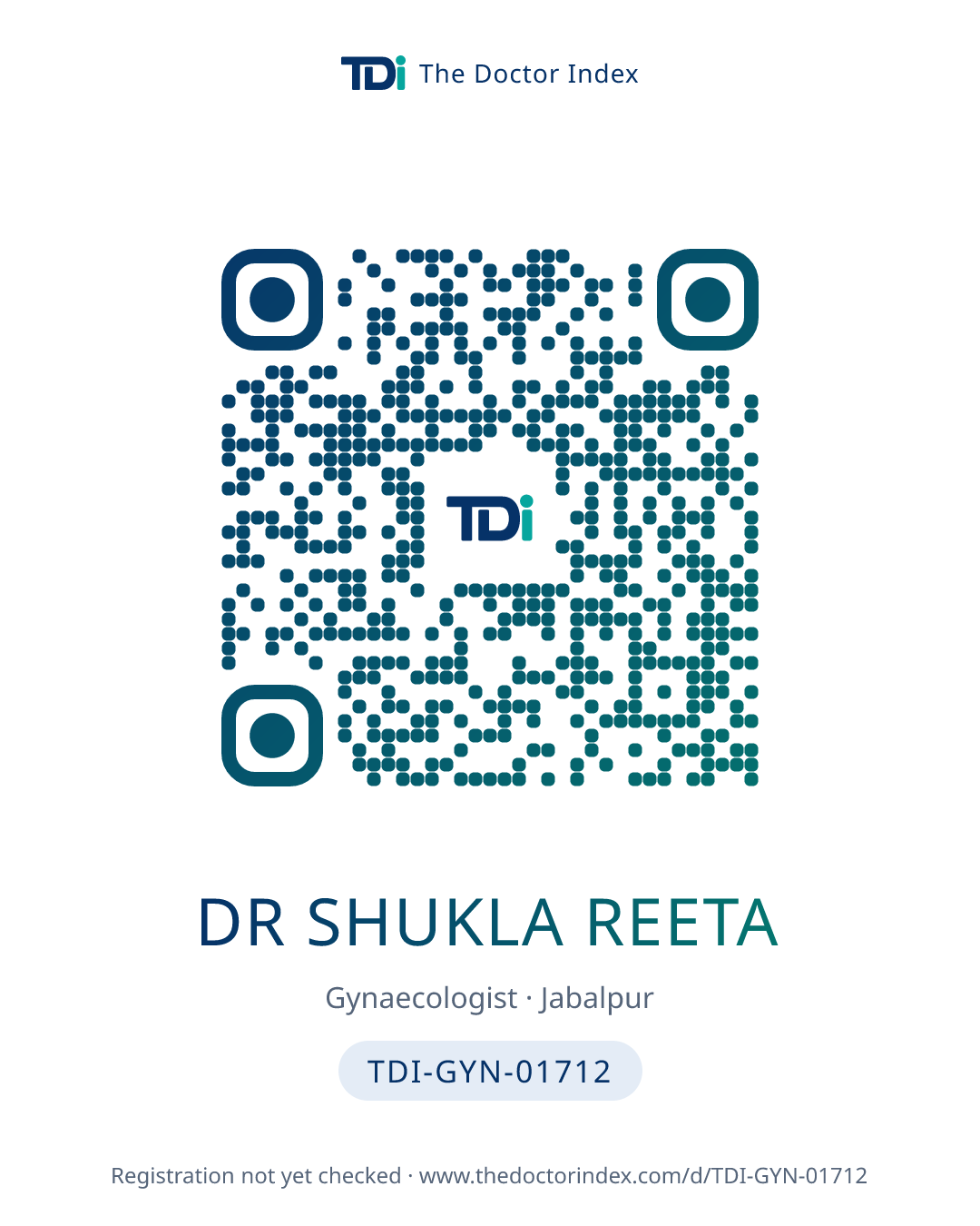 QR card for Dr Shukla Reeta, TDI-GYN-01712