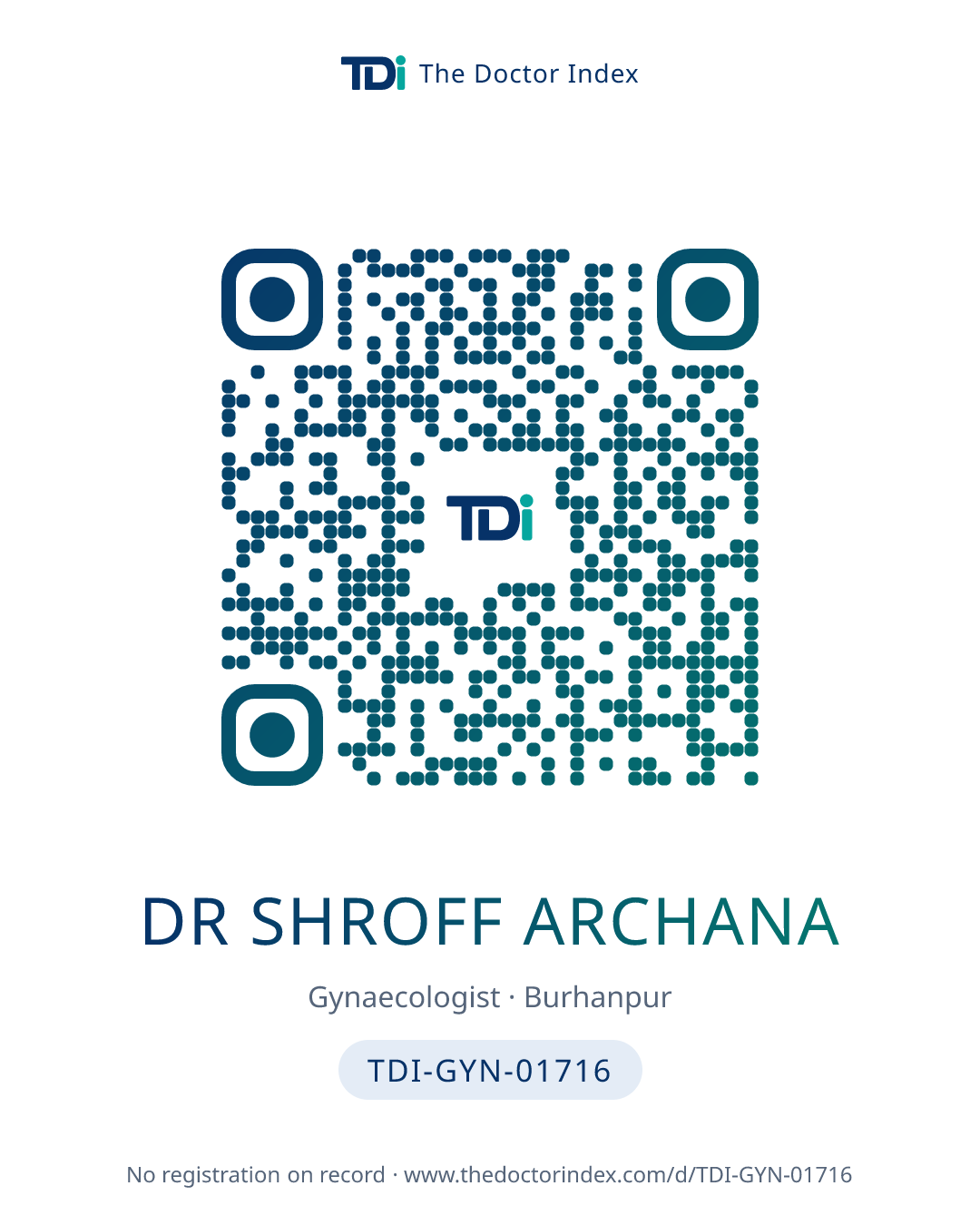 QR card for Dr Shroff Archana, TDI-GYN-01716