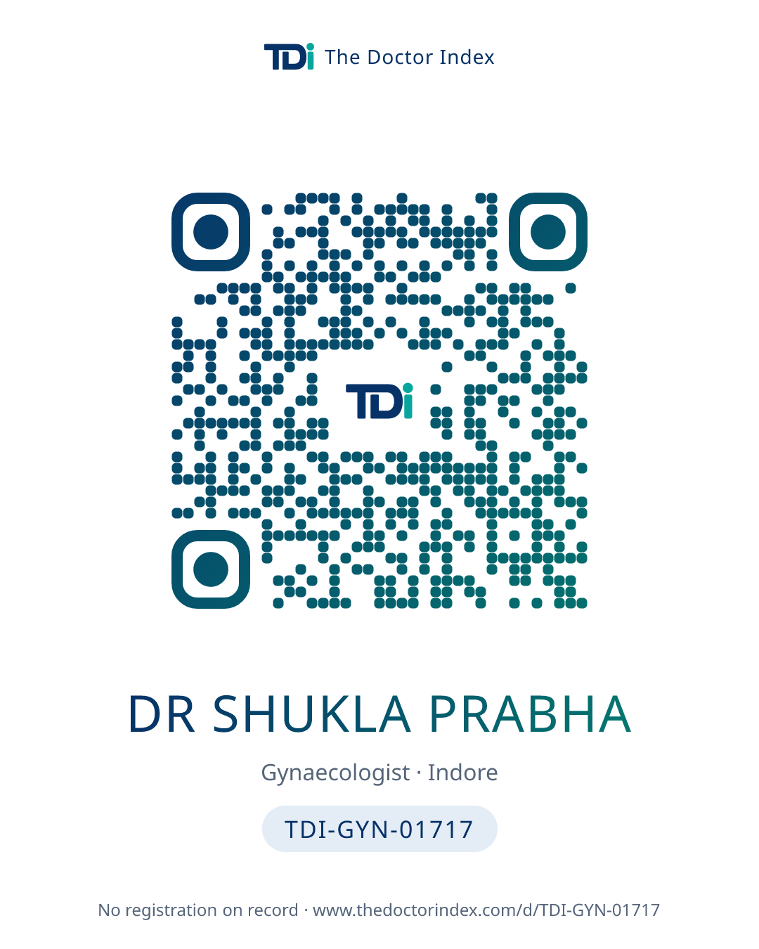QR card for Dr Shukla Prabha, TDI-GYN-01717