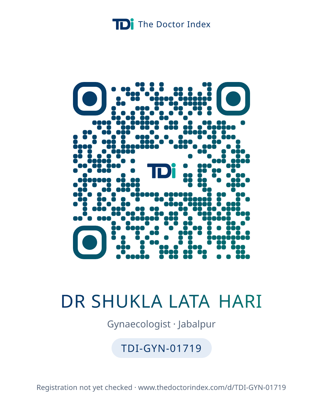 QR card for Dr Shukla Lata Hari, TDI-GYN-01719