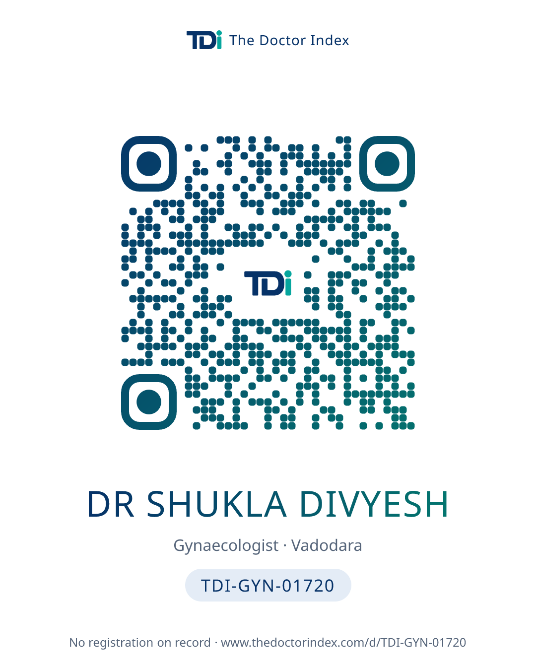 QR card for Dr Shukla Divyesh, TDI-GYN-01720