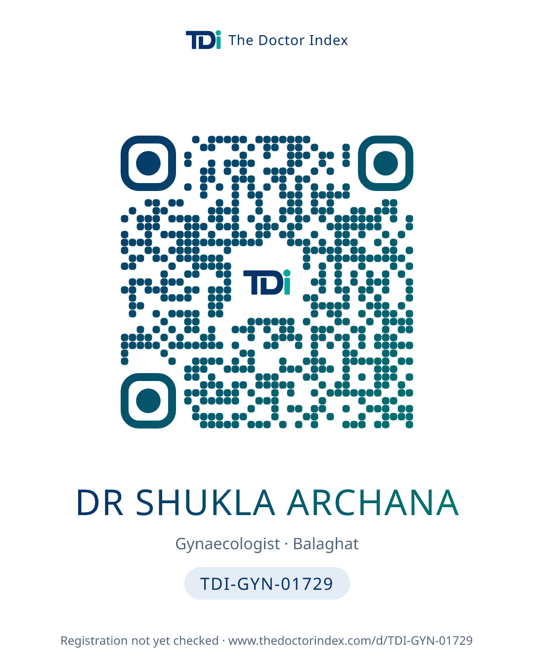 QR card for Dr Shukla Archana, TDI-GYN-01729