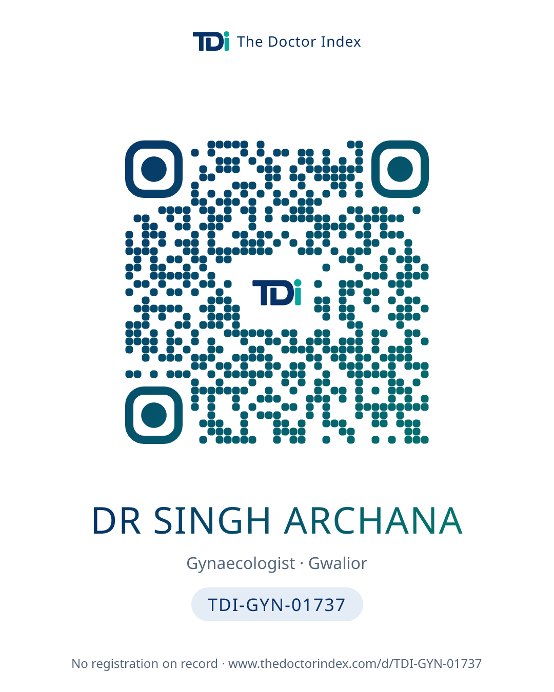 QR card for Dr Singh Archana, TDI-GYN-01737