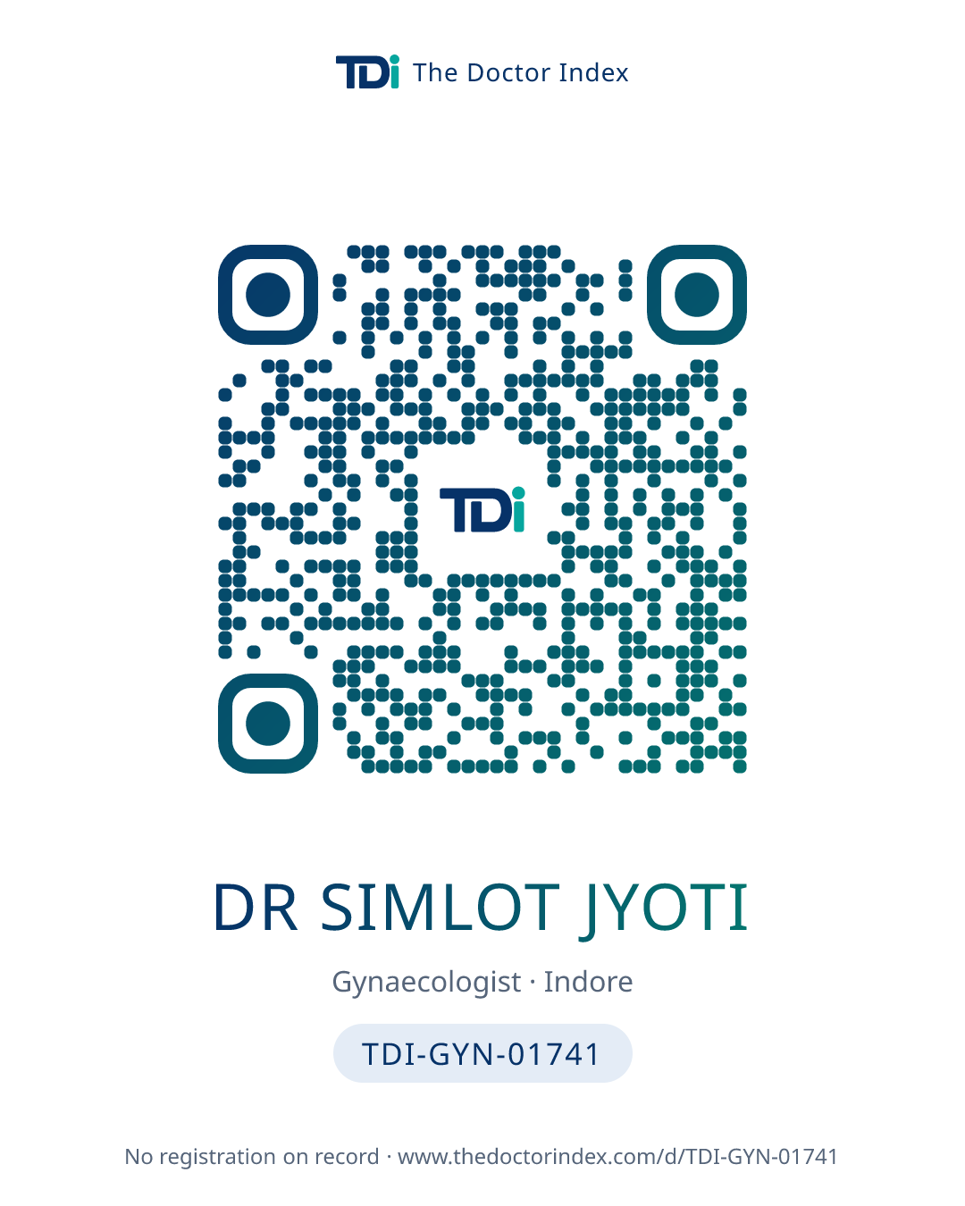 QR card for Dr Simlot Jyoti, TDI-GYN-01741