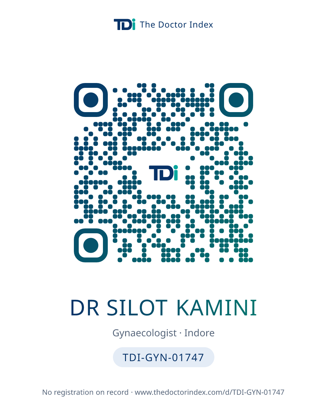 QR card for Dr Silot Kamini, TDI-GYN-01747