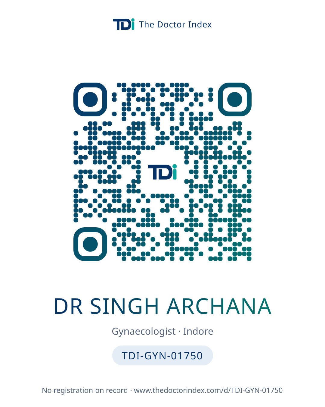 QR card for Dr Singh Archana, TDI-GYN-01750