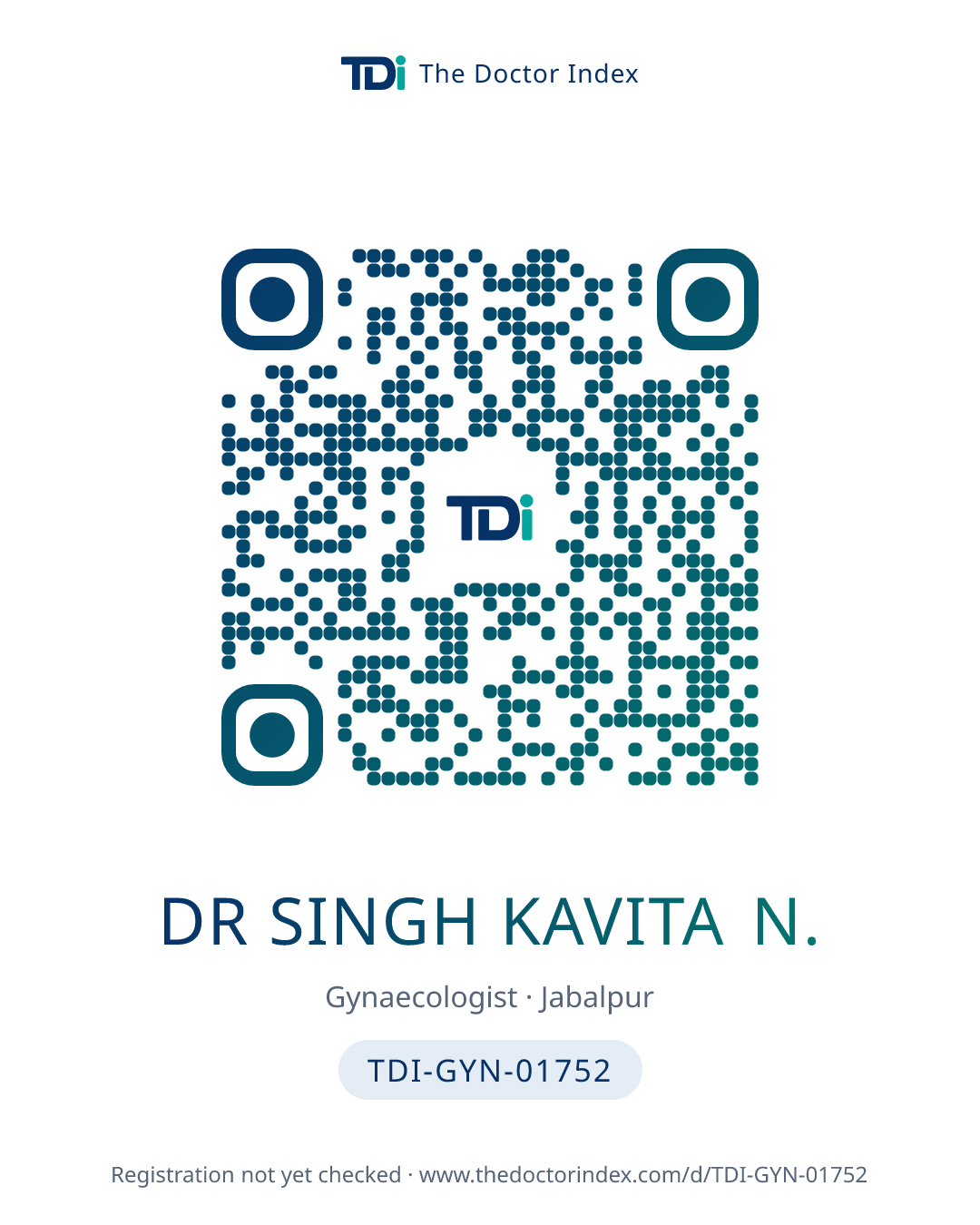 QR card for Dr Singh Kavita N., TDI-GYN-01752
