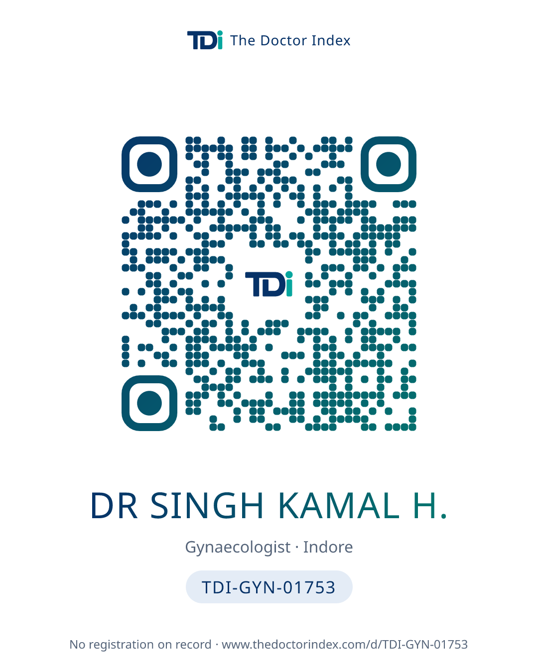 QR card for Dr Singh Kamal H., TDI-GYN-01753