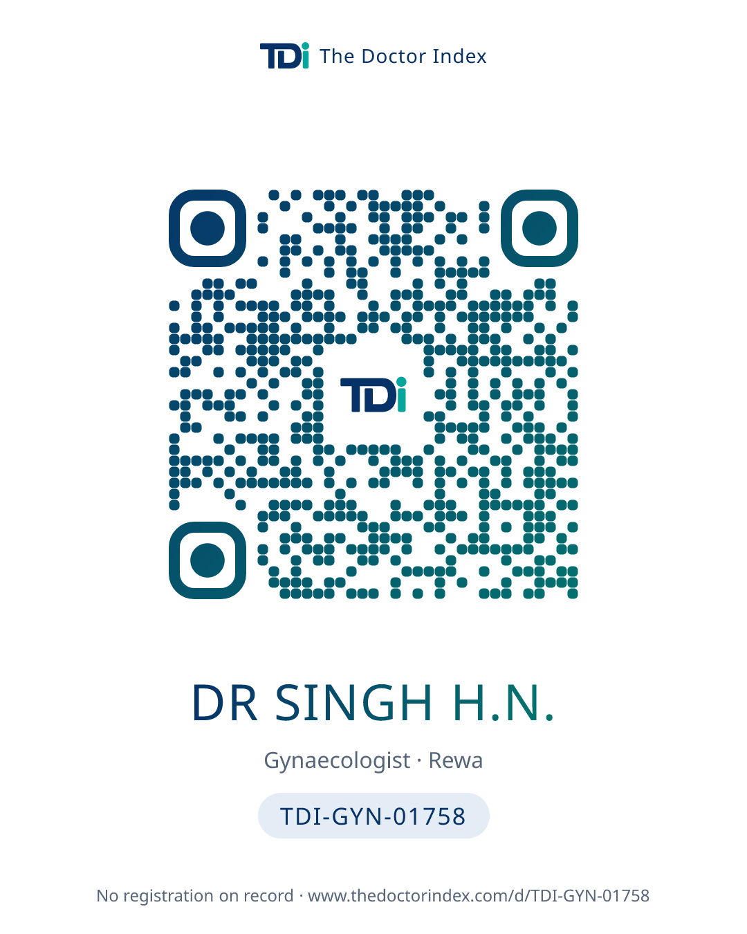 QR card for Dr Singh H.N., TDI-GYN-01758