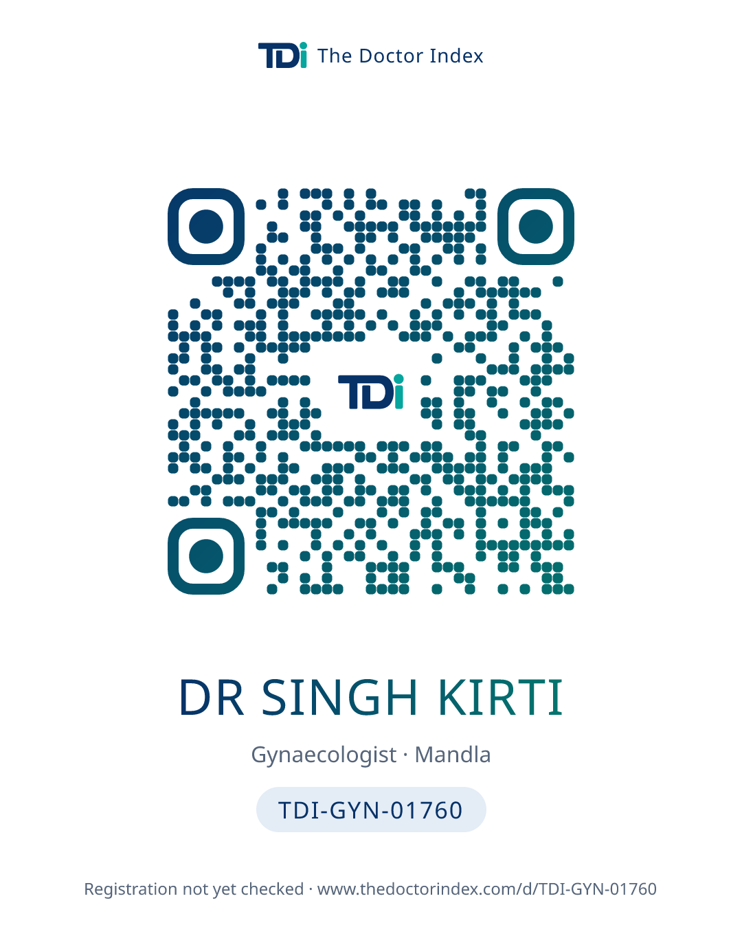 QR card for Dr Singh Kirti, TDI-GYN-01760