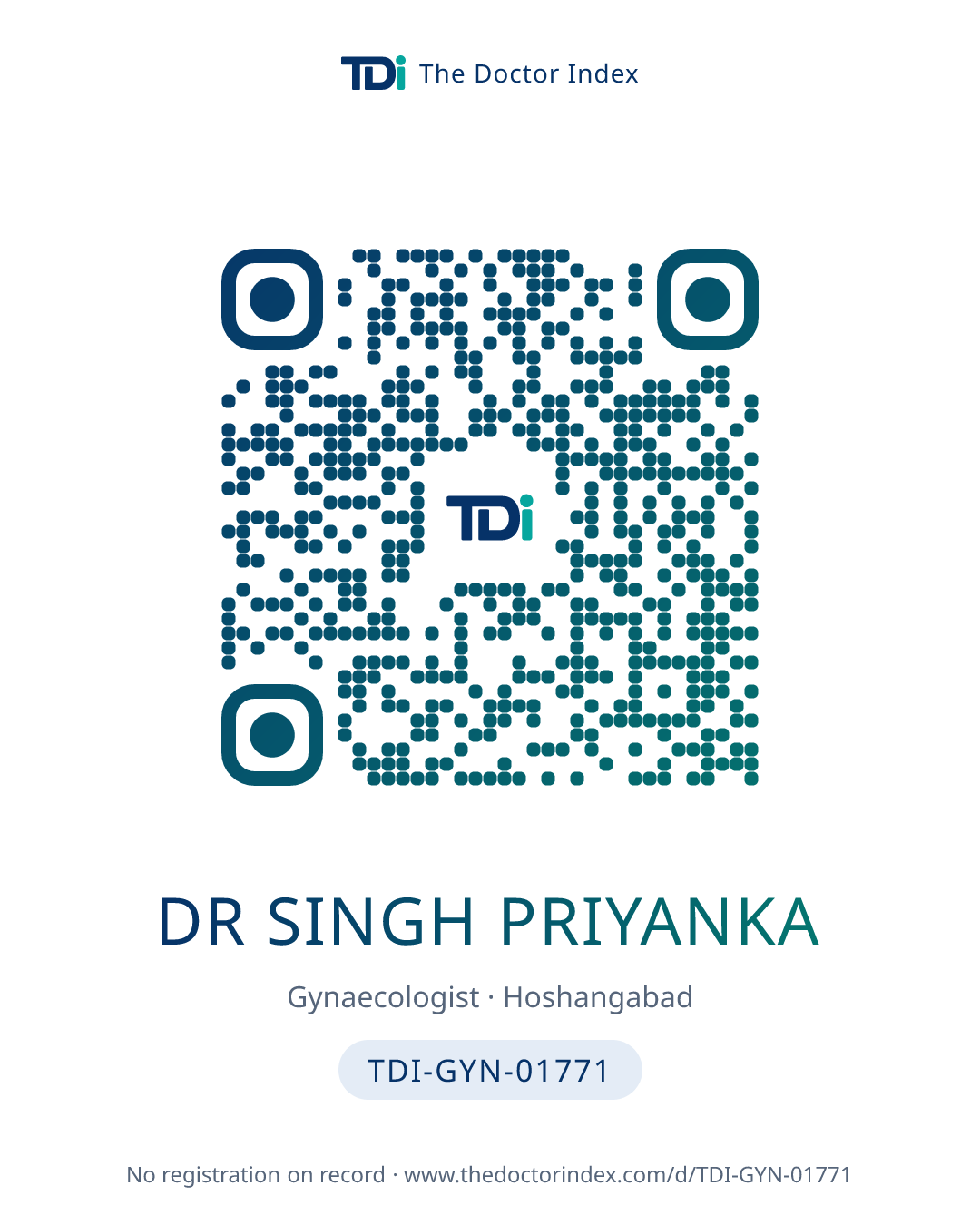 QR card for Dr Singh Priyanka, TDI-GYN-01771