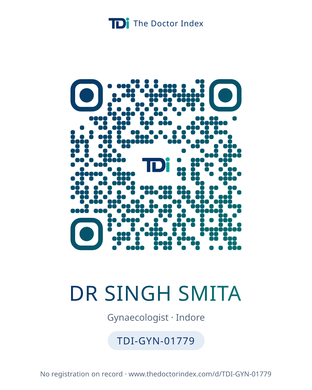 QR card for Dr Singh Smita, TDI-GYN-01779