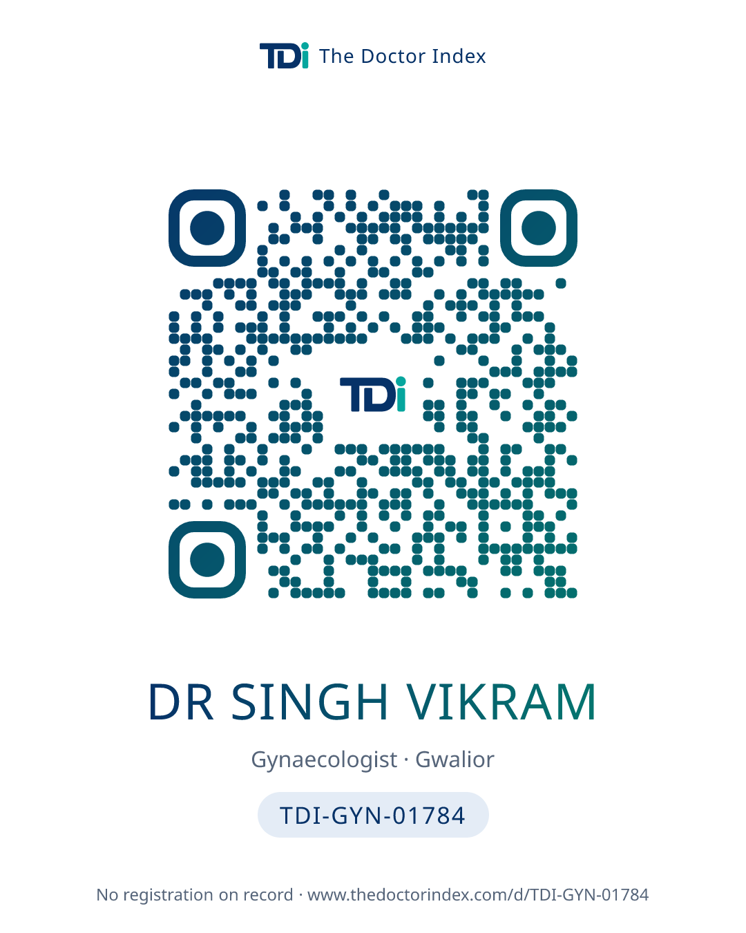 QR card for Dr Singh Vikram, TDI-GYN-01784