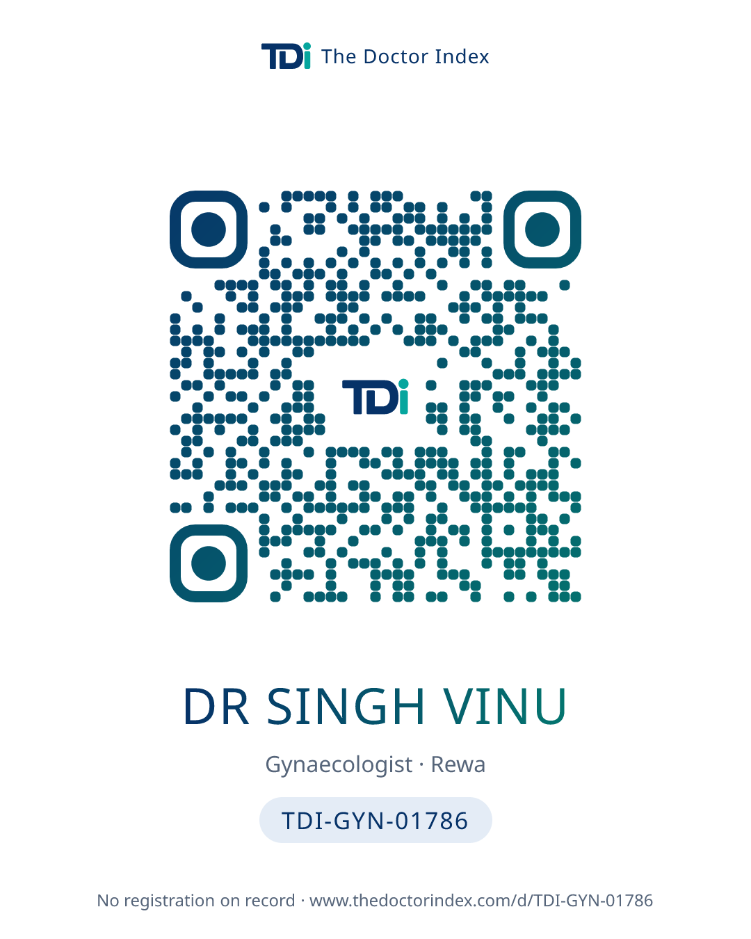 QR card for Dr Singh Vinu, TDI-GYN-01786