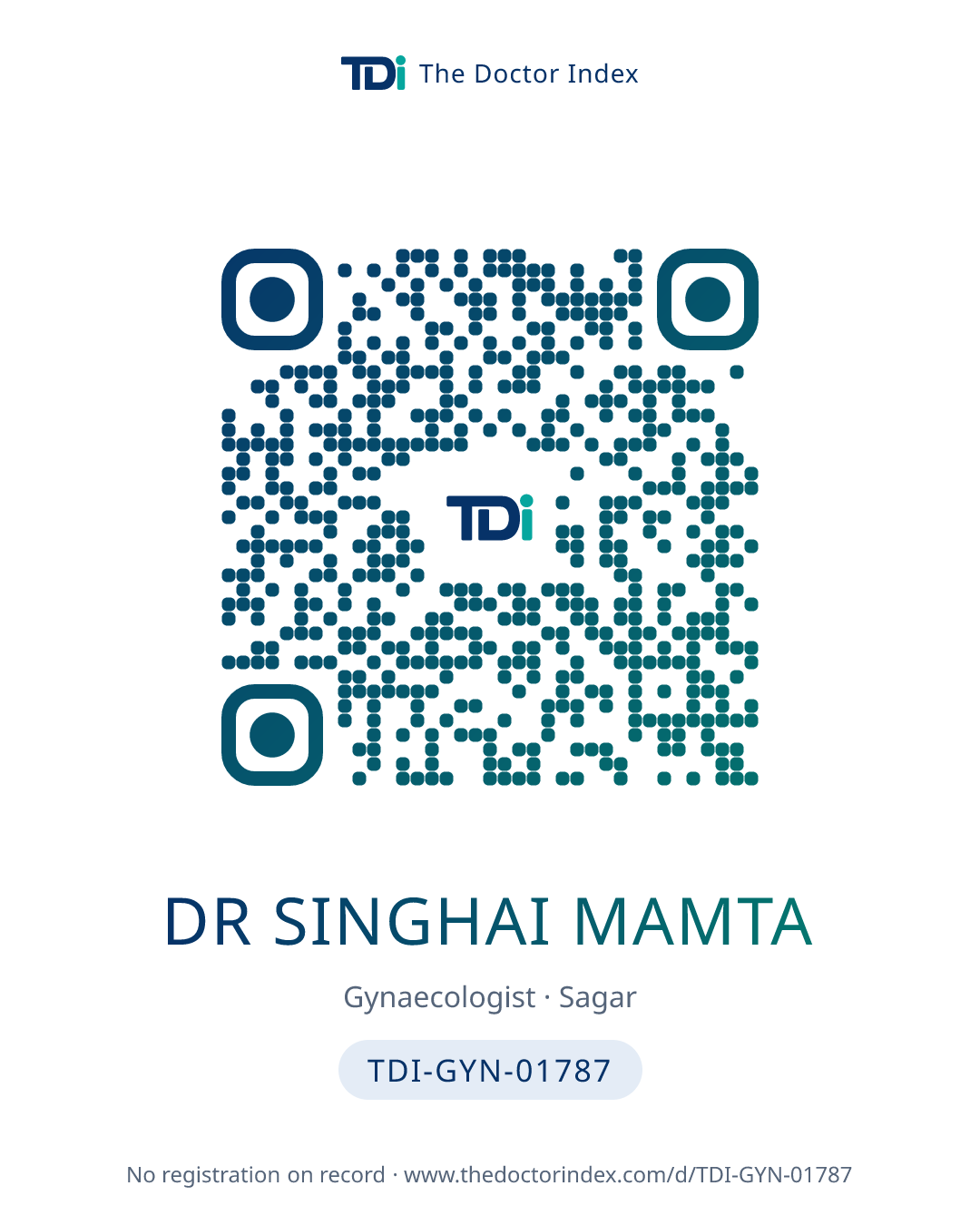 QR card for Dr Singhai Mamta, TDI-GYN-01787