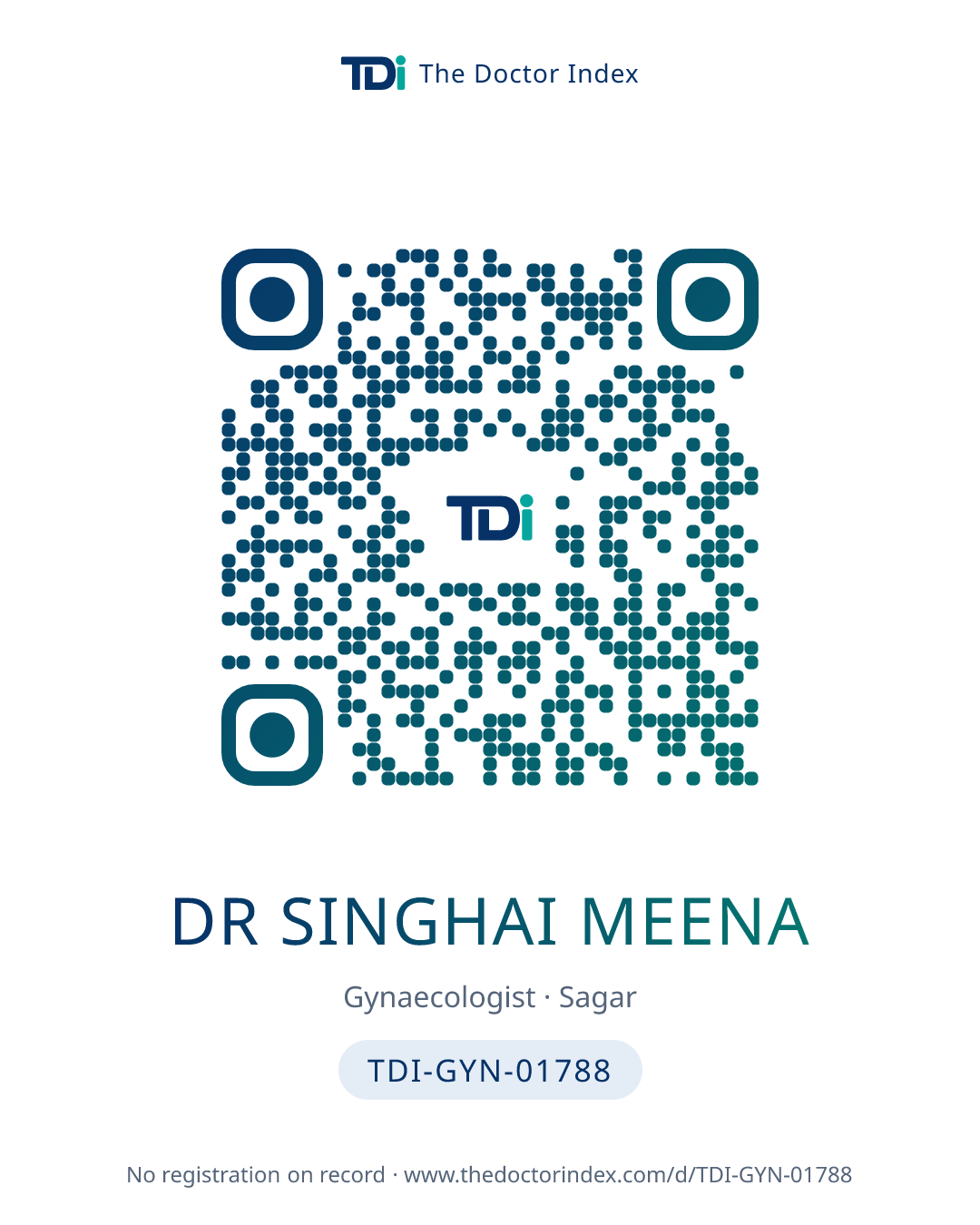 QR card for Dr Singhai Meena, TDI-GYN-01788