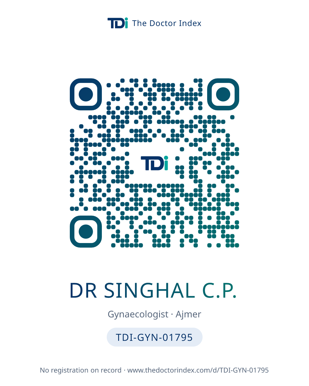 QR card for Dr Singhal C.P., TDI-GYN-01795