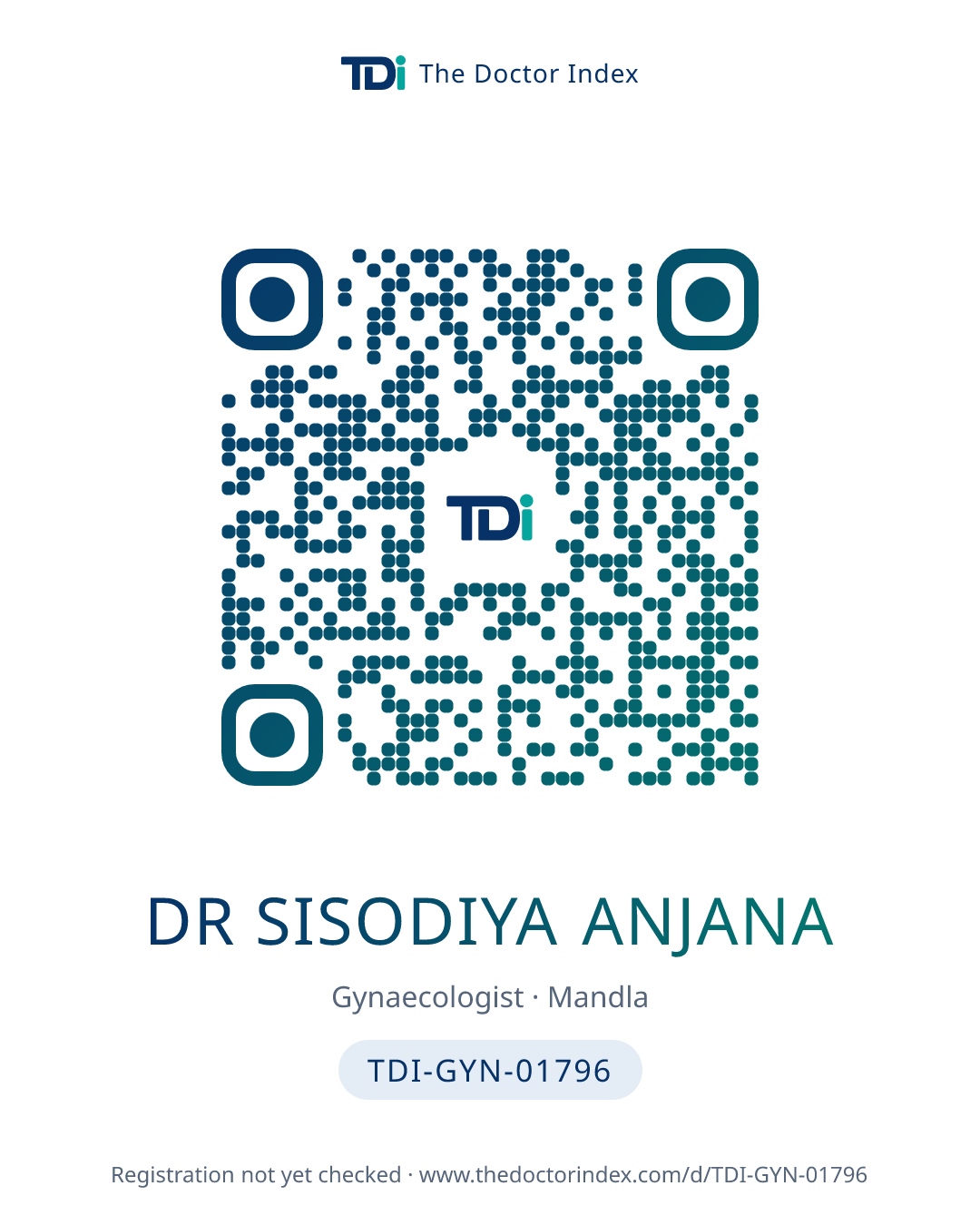 QR card for Dr Sisodiya Anjana, TDI-GYN-01796