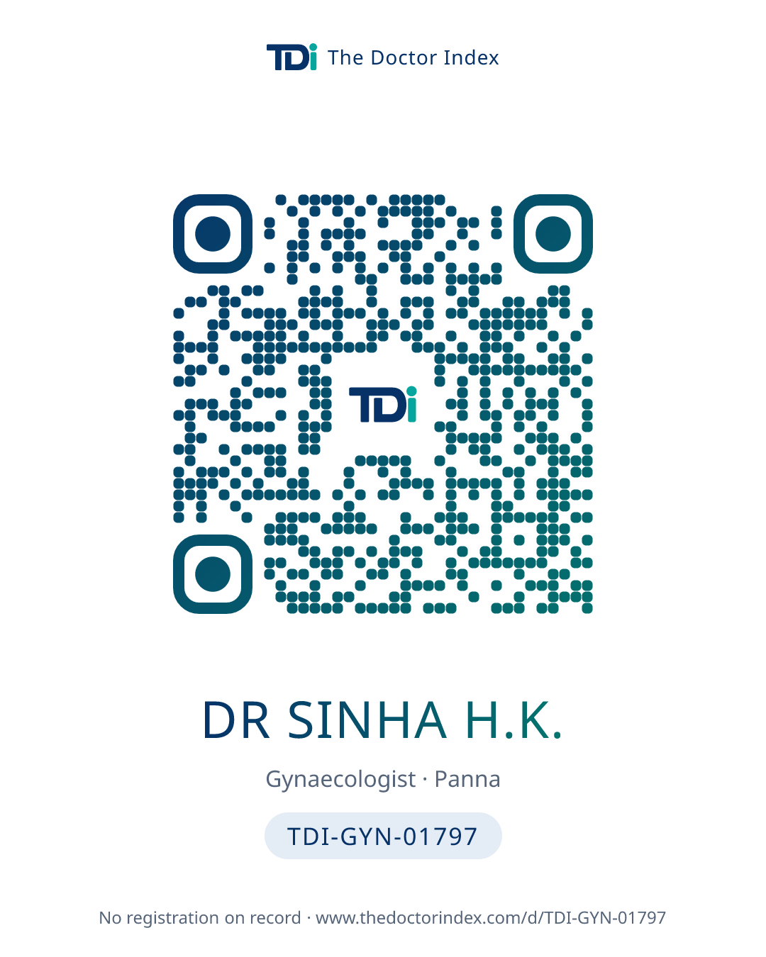 QR card for Dr Sinha H.K., TDI-GYN-01797
