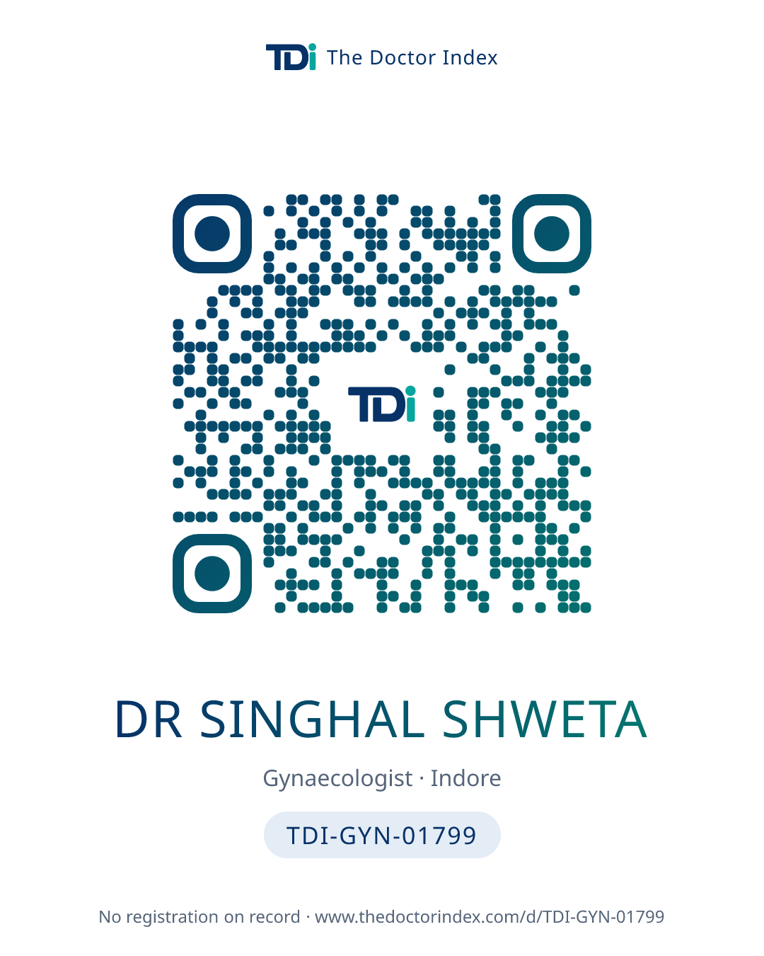 QR card for Dr Singhal Shweta, TDI-GYN-01799
