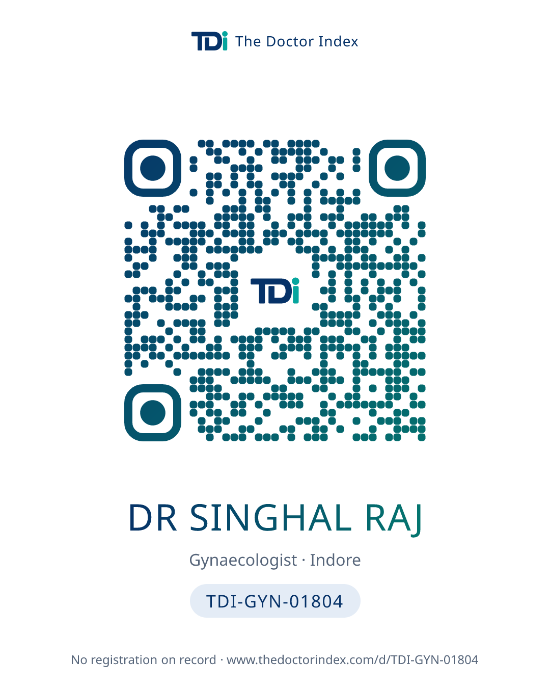 QR card for Dr Singhal Raj, TDI-GYN-01804