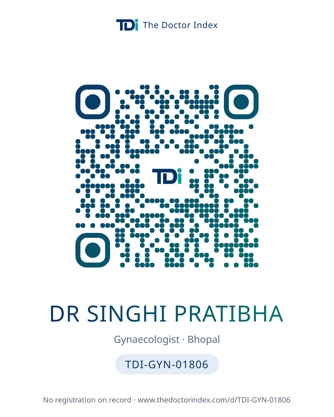 QR card for Dr Singhi Pratibha, TDI-GYN-01806