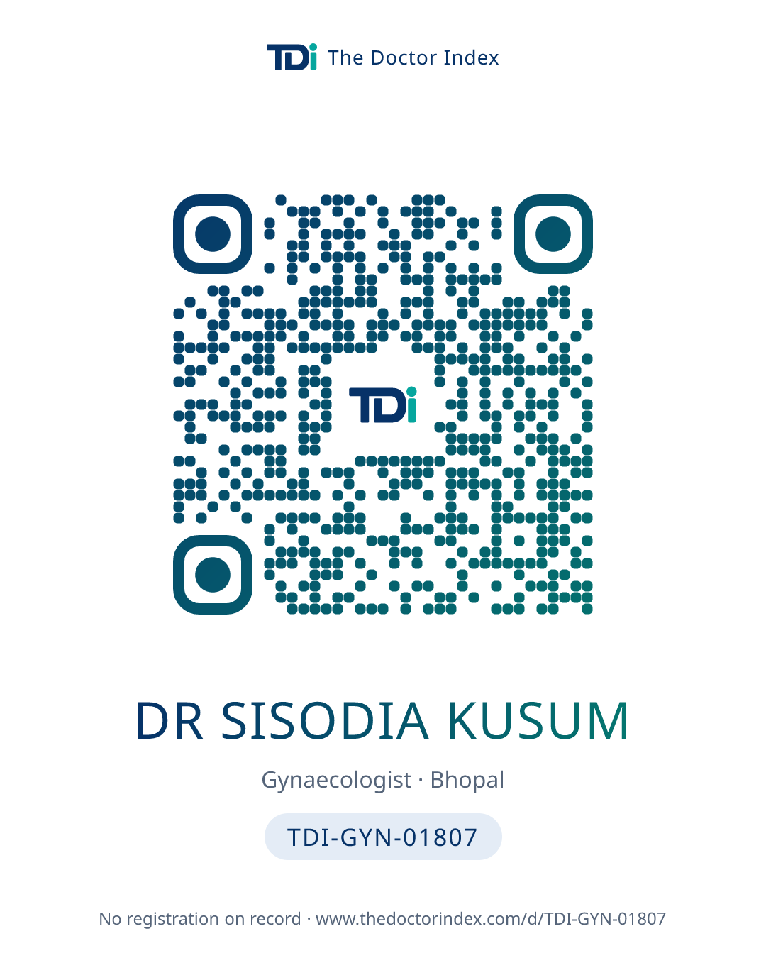 QR card for Dr Sisodia Kusum, TDI-GYN-01807