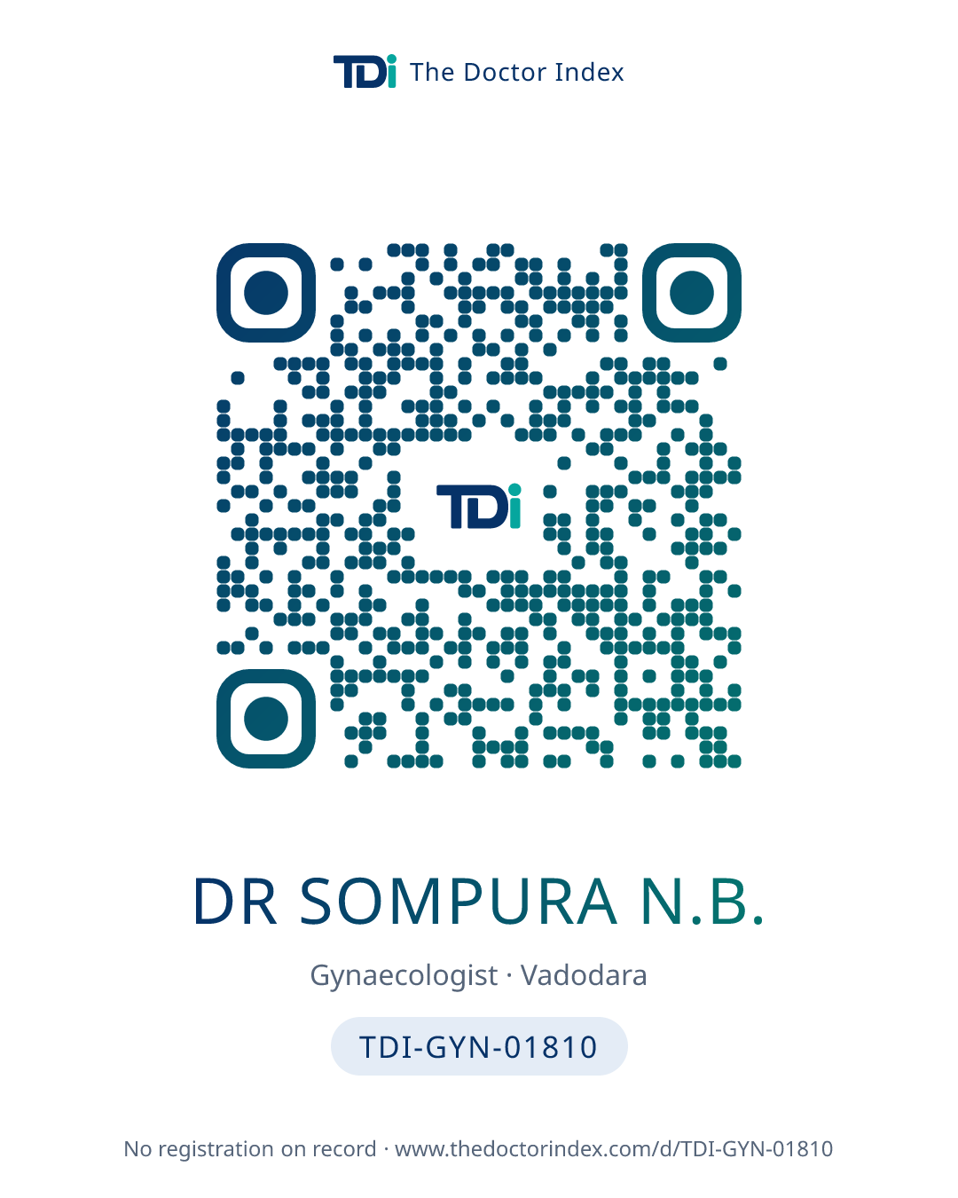 QR card for Dr Sompura N.B., TDI-GYN-01810
