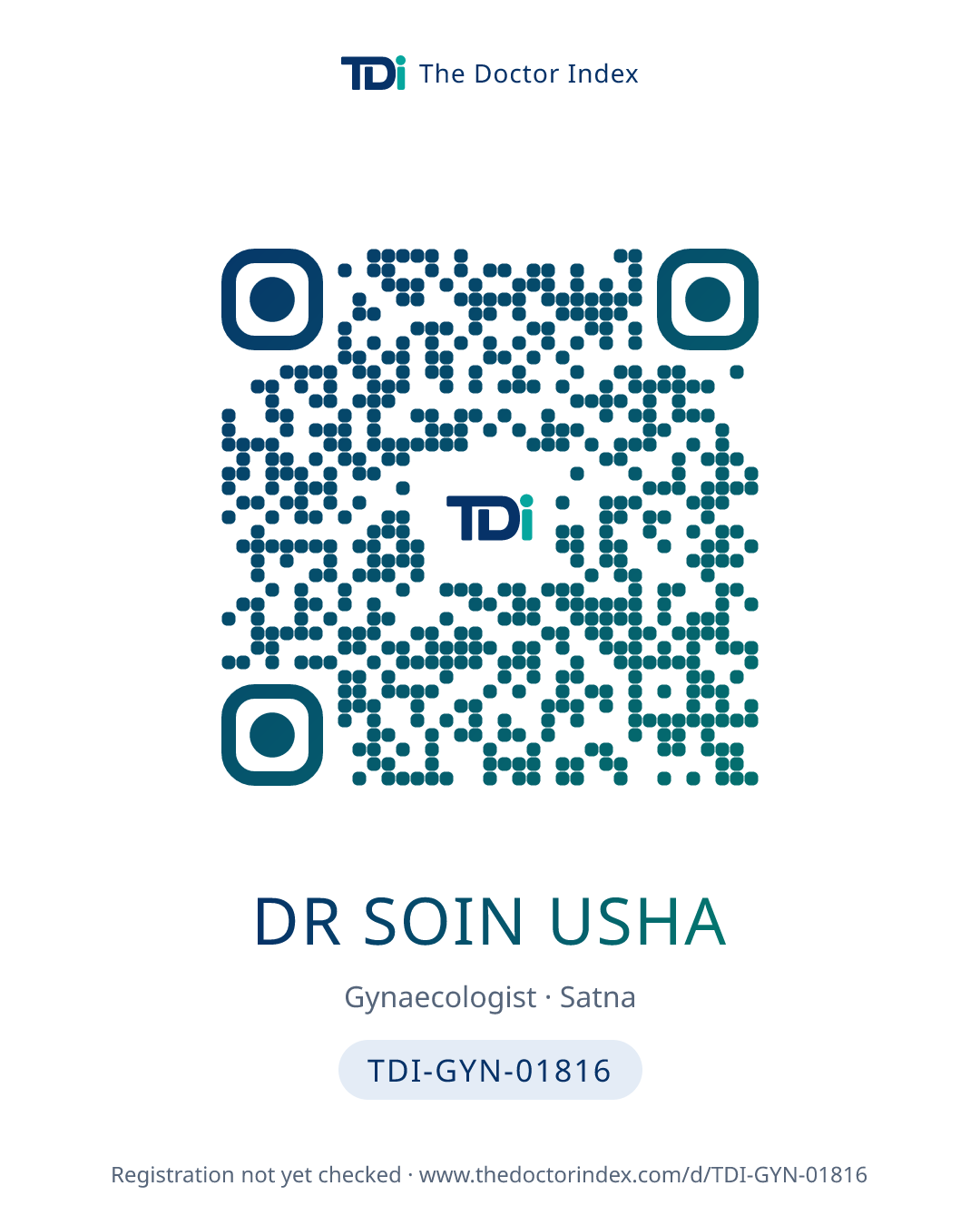 QR card for Dr Soin Usha, TDI-GYN-01816