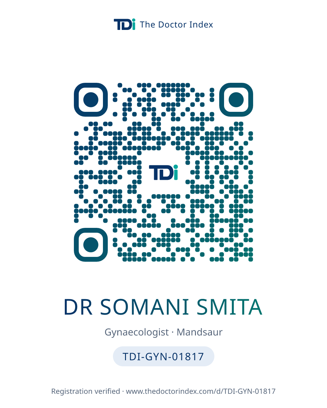 QR card for Dr Somani Smita, TDI-GYN-01817