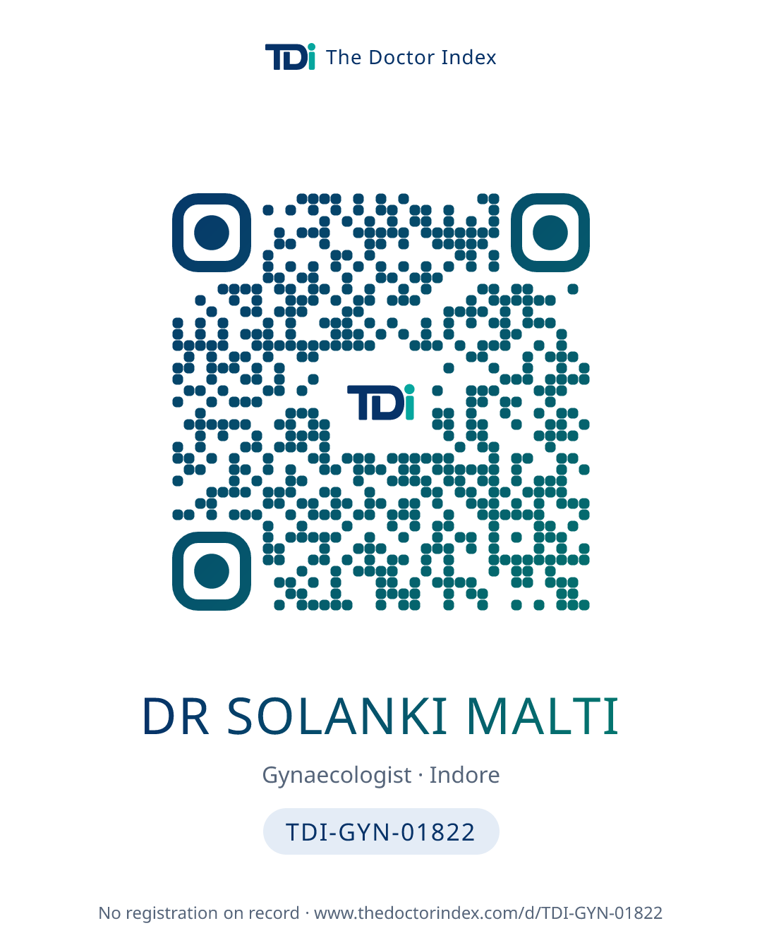 QR card for Dr Solanki Malti, TDI-GYN-01822