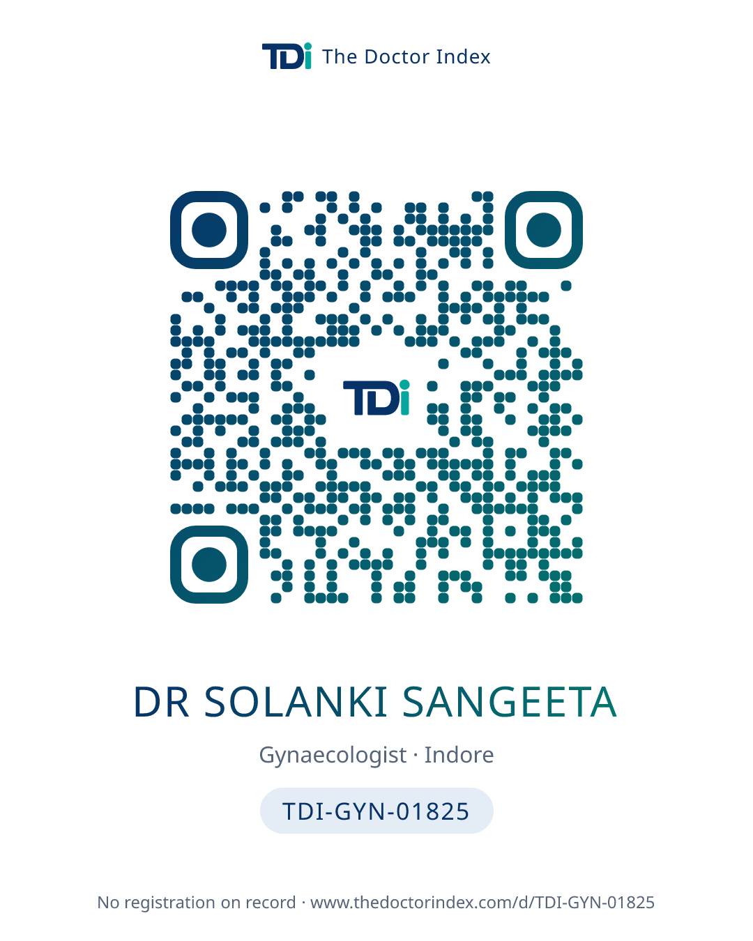 QR card for Dr Solanki Sangeeta, TDI-GYN-01825