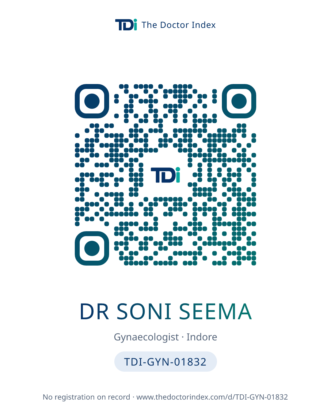 QR card for Dr Soni Seema, TDI-GYN-01832
