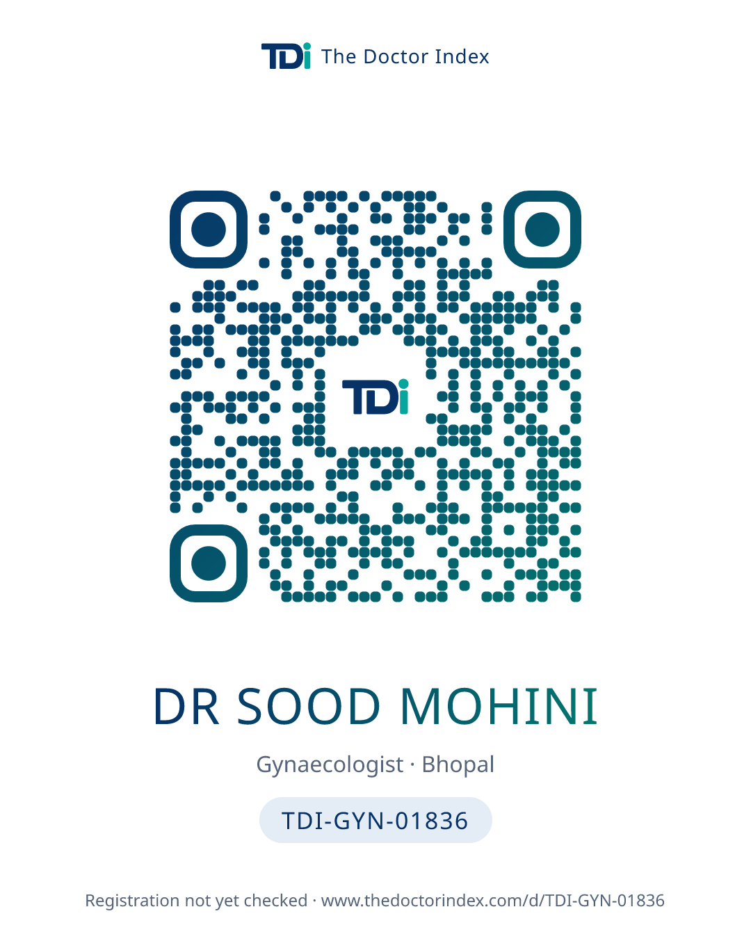 QR card for Dr Sood Mohini, TDI-GYN-01836
