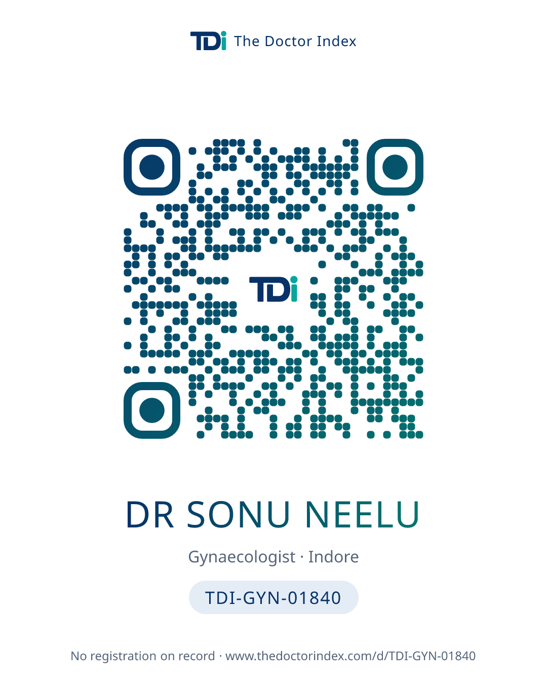 QR card for Dr Sonu Neelu, TDI-GYN-01840