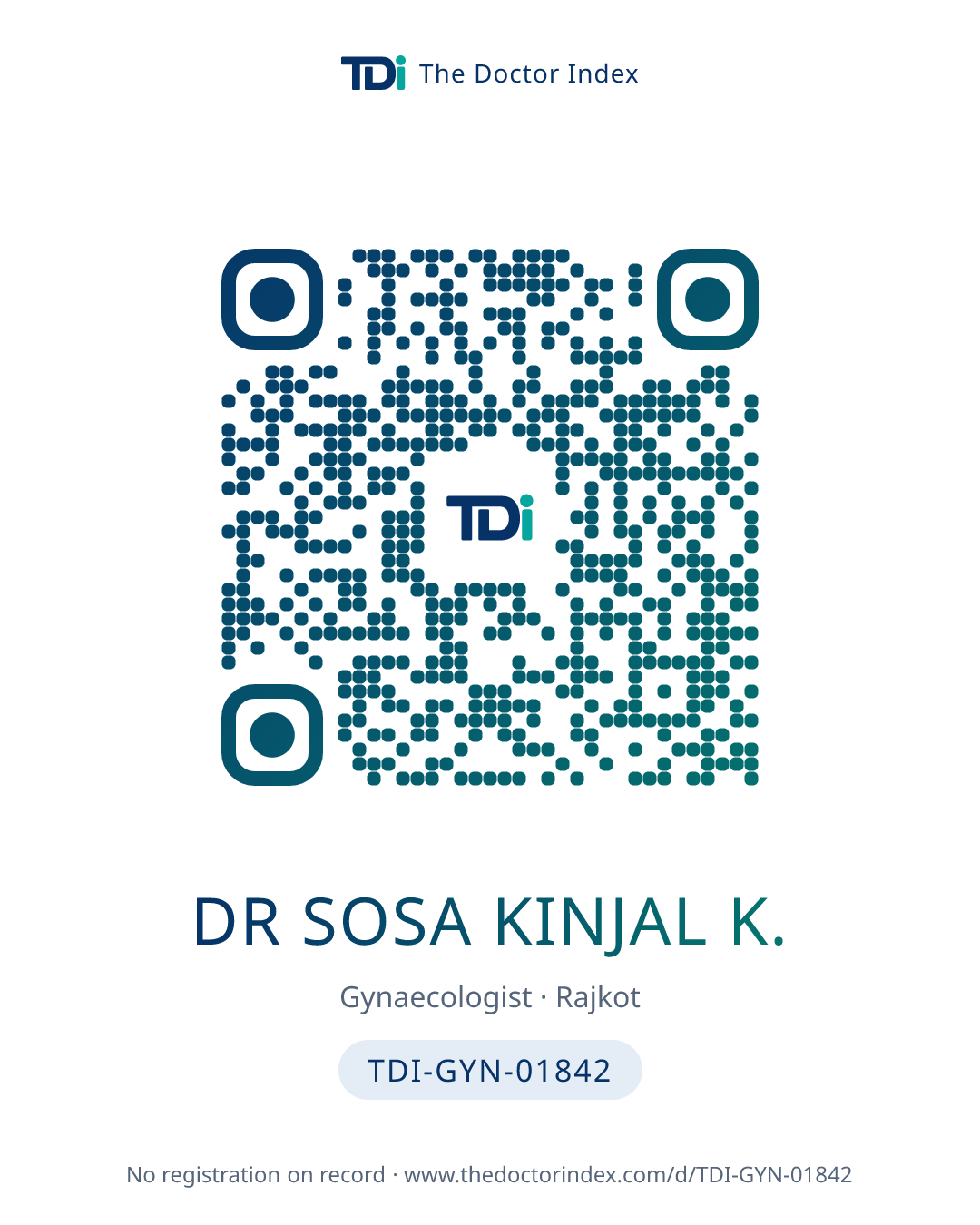 QR card for Dr Sosa Kinjal K., TDI-GYN-01842