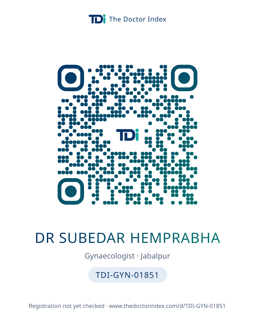 QR card for Dr Subedar Hemprabha, TDI-GYN-01851