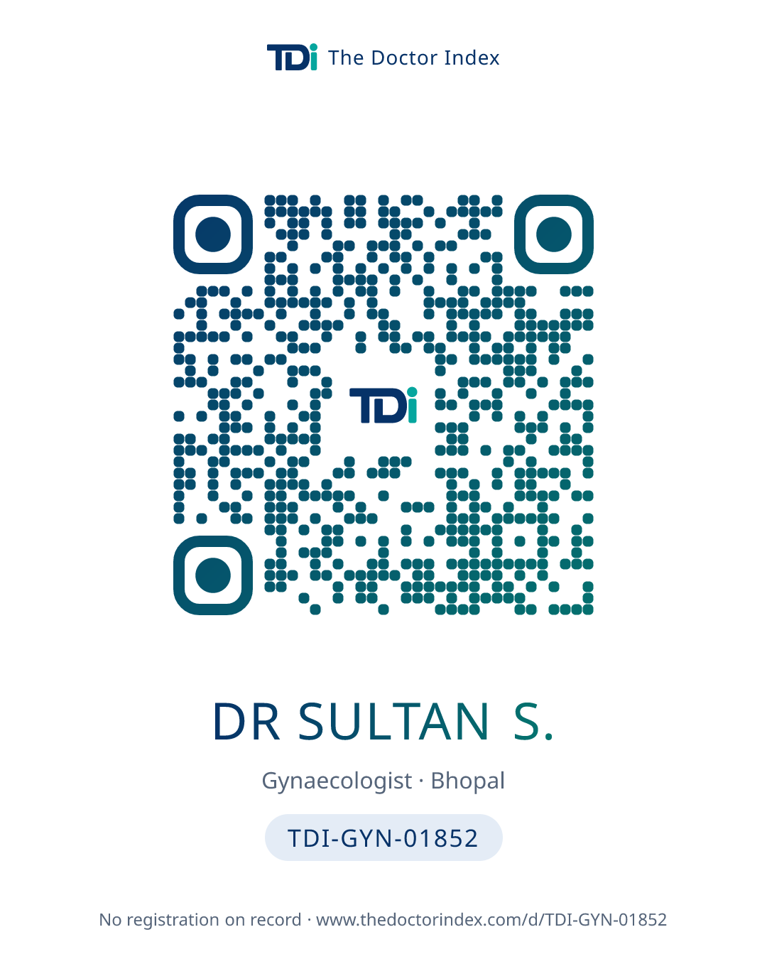 QR card for Dr Sultan S., TDI-GYN-01852