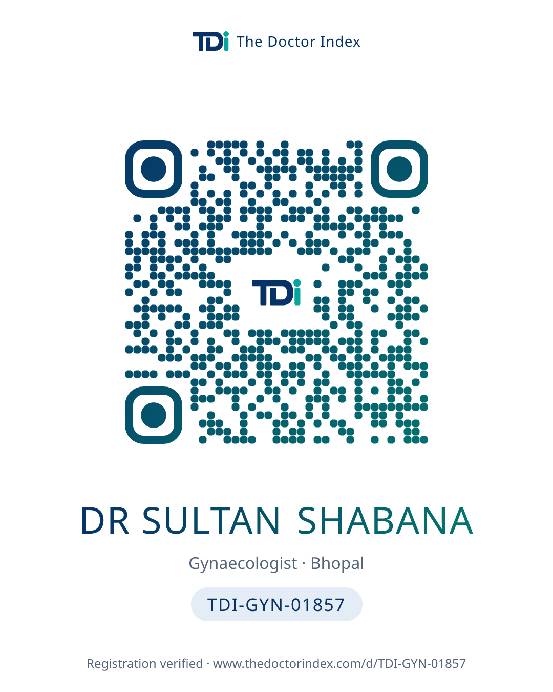 QR card for Dr Sultan Shabana, TDI-GYN-01857