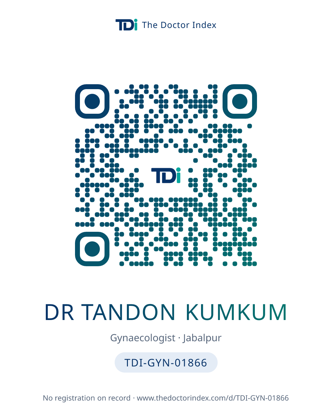 QR card for Dr Tandon Kumkum, TDI-GYN-01866