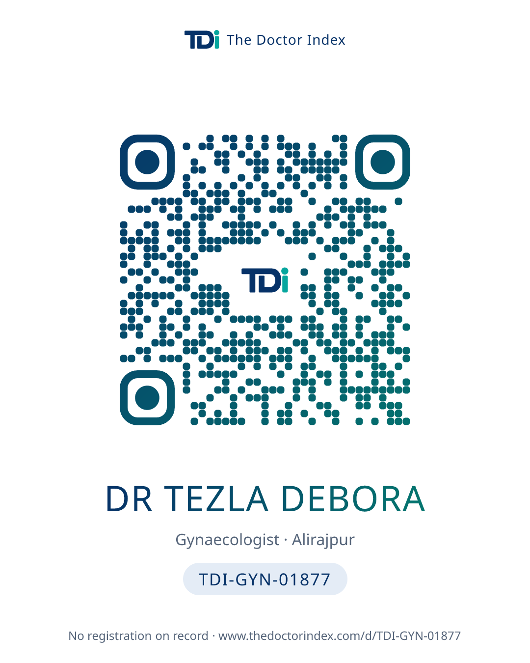QR card for Dr Tezla Debora, TDI-GYN-01877