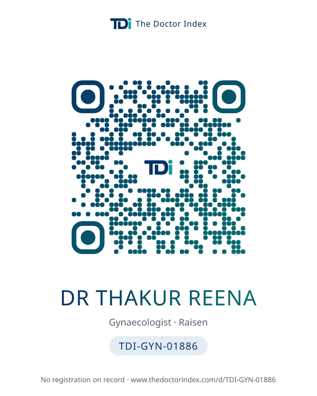 QR card for Dr Thakur Reena, TDI-GYN-01886