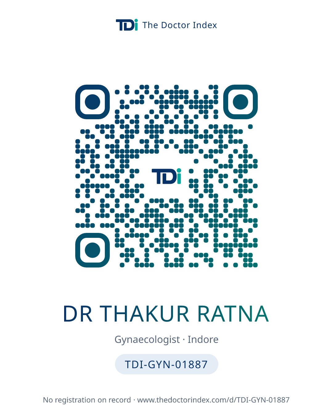 QR card for Dr Thakur Ratna, TDI-GYN-01887