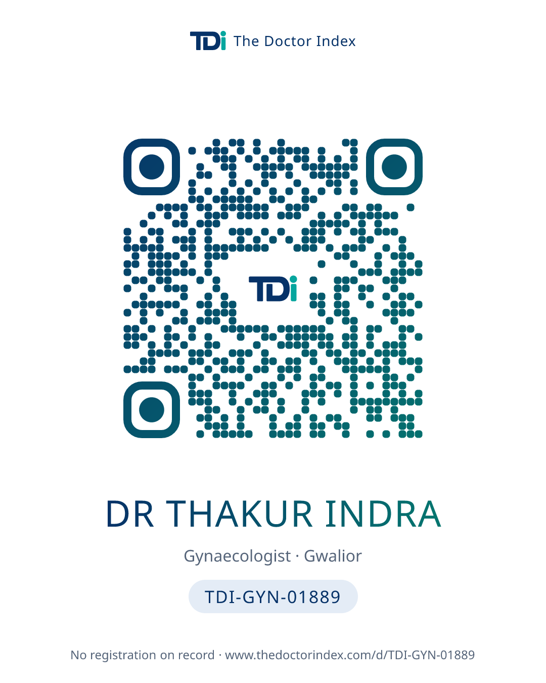 QR card for Dr Thakur Indra, TDI-GYN-01889