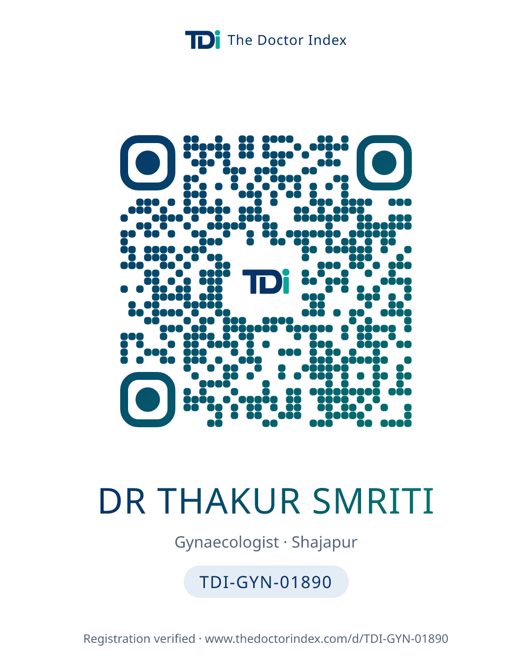 QR card for Dr Thakur Smriti, TDI-GYN-01890