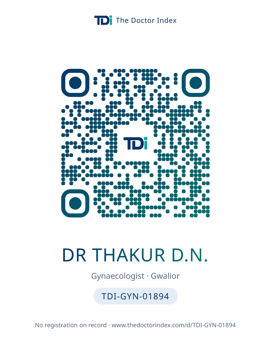 QR card for Dr Thakur D.N., TDI-GYN-01894